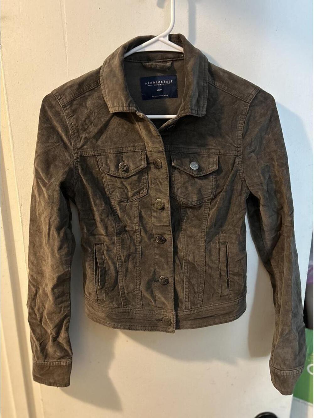 Aeropostale brown corduroy jacket with button-up front and pockets size XS